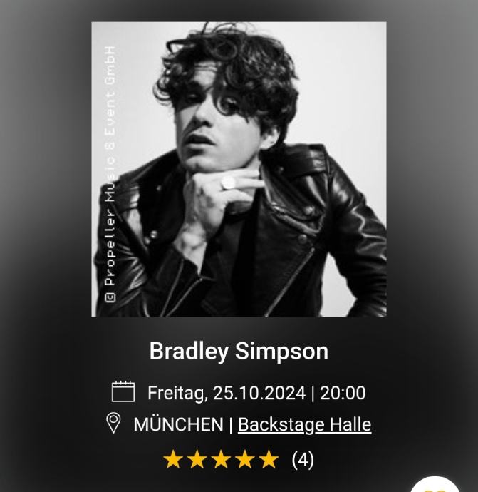 1× vstopnica za koncert Bradley Simpson