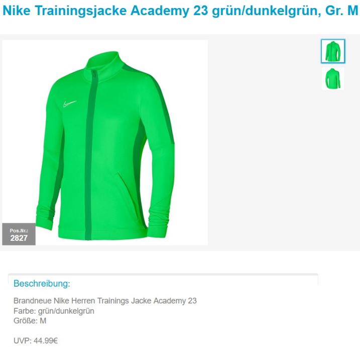 Nike Trainingsjacke Academy 23 grün/dunkelgrün, Gr. M