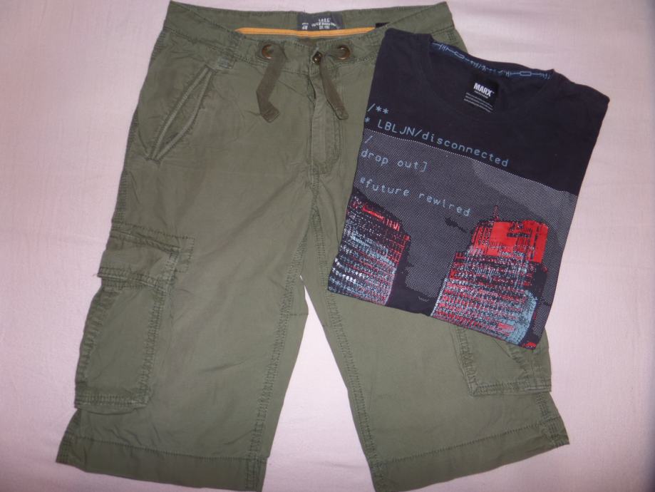 Kr.hlače cargo H&M + majica Marx, št. 158/164 (komplet 12 eur)