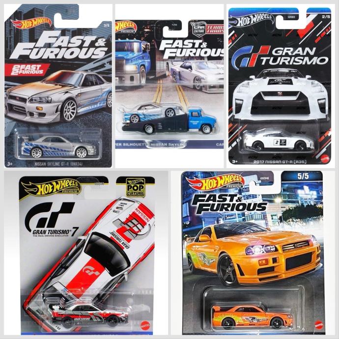 Hot wheels nissan skyline gtr r-34 gtr r-35 premium real riders pack