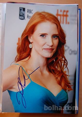 JESSICA CHASTAIN avtogram A4 fotografija