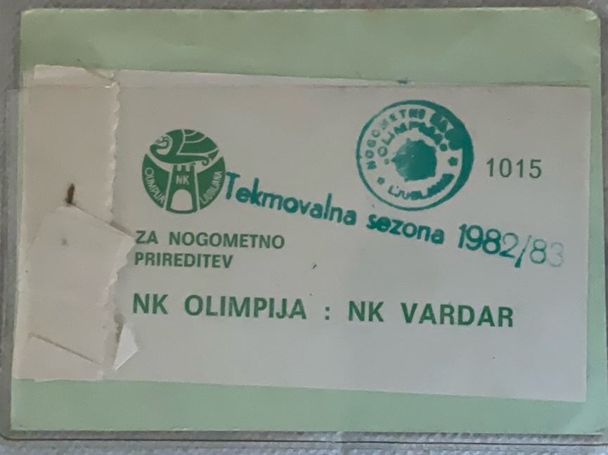 NK Olimpija Ljubljana: NK Vardar Skopje, vstopnica sezona 1982/83