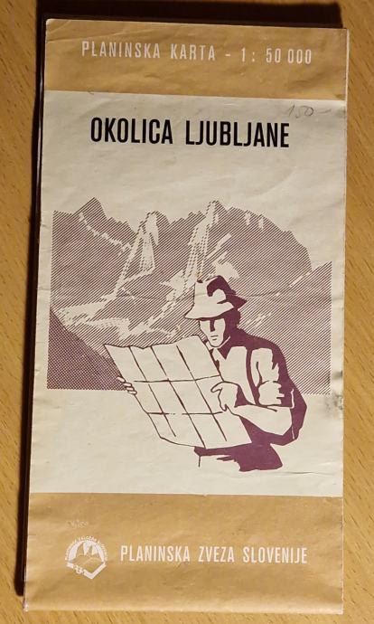 Stara zelo velika Planinska karta Okolica Ljubljana Geod. zavod SRS