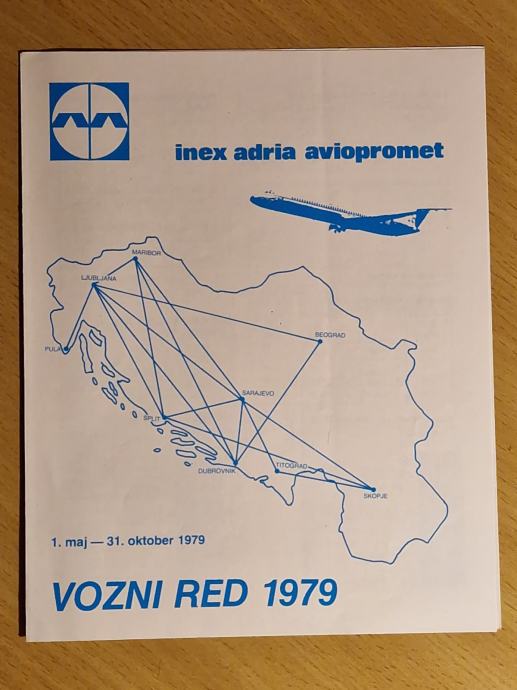 Stari prospekt Vozni red 1979 Inex Adria Adria Airways