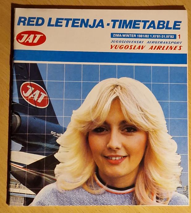 Stari Red letenja Timetable JAT Yugoslav airlines 1981/'82.