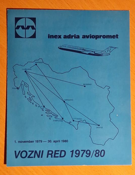 Stari Vozni red 1979/80. Inex Adria Aviopromet Adria Airways