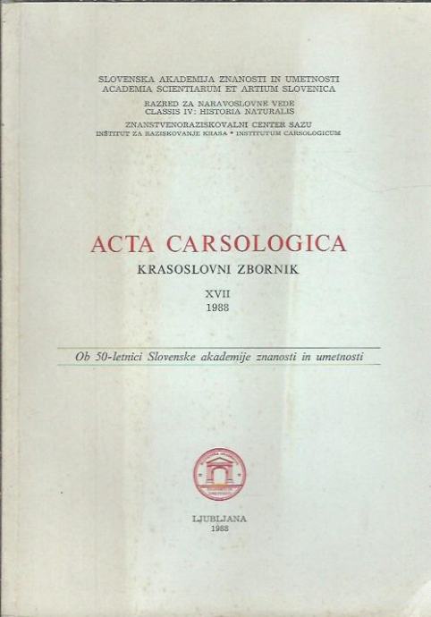 Acta carsologica = Krasoslovni zbornik