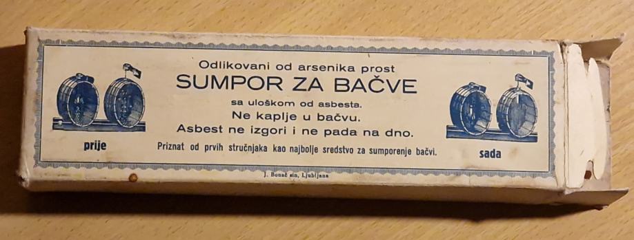 Jako stara antikna kutija Sumpor za bačve Bonač sin Ljubljana