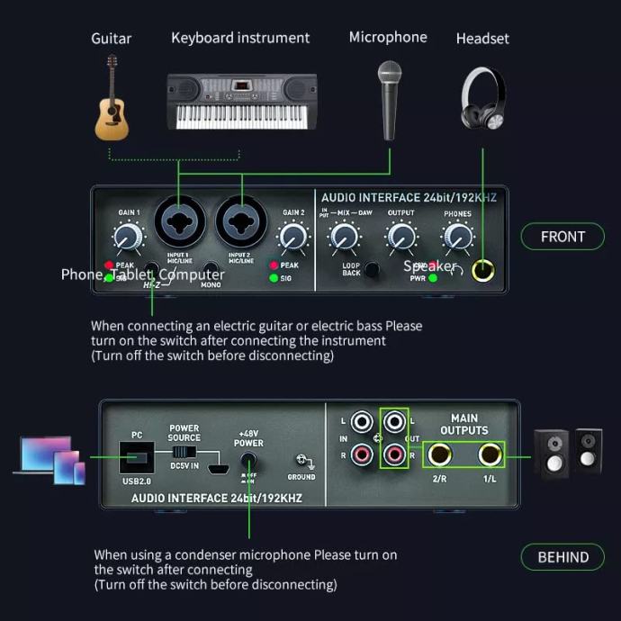 Q24 externe USB  Audio-Interface 24 Bit/192 KHz